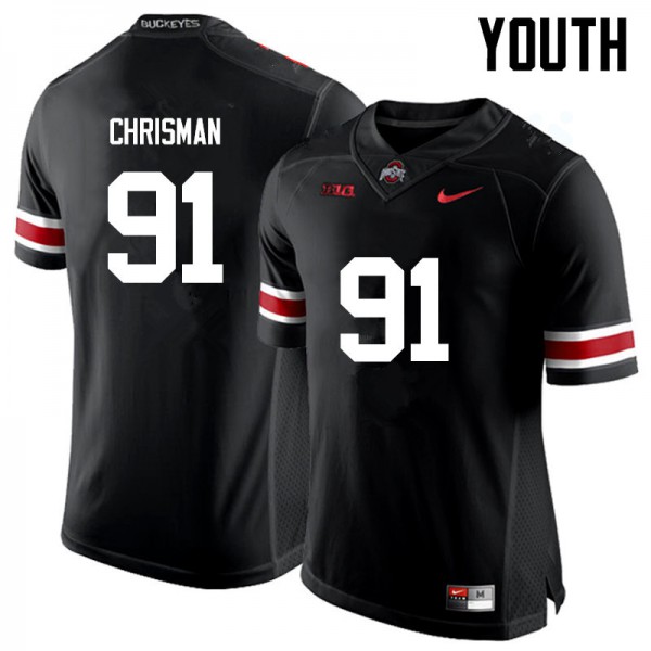 Ohio State Buckeyes #91 Drue Chrisman Youth Stitched Jersey Black